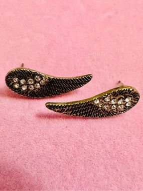 Gold Tone Angel Wing Earrings